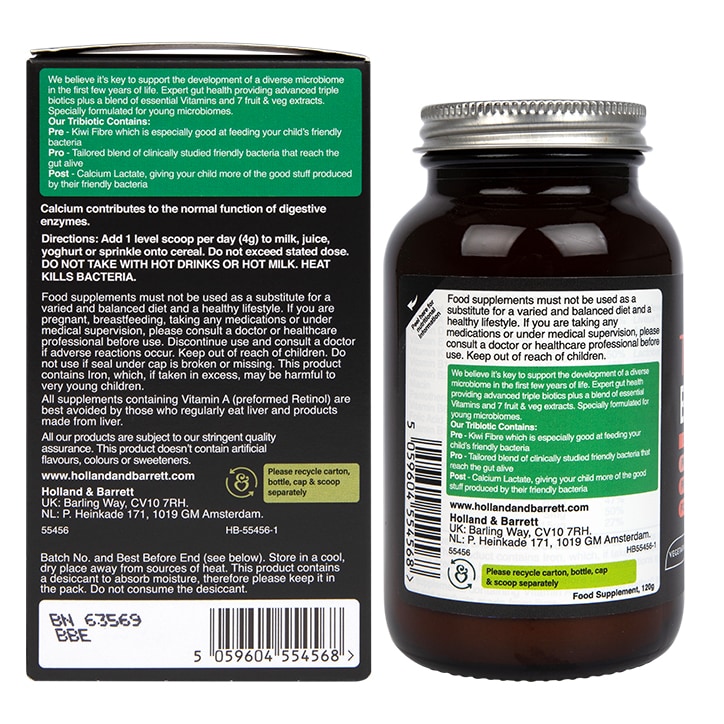 Holland & Barrett Tribiotics Childrens Powder Strawberry Flavour 120g